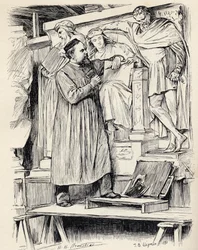 Armstead at Work, Engraving after a Drawing by Wirgman, from 